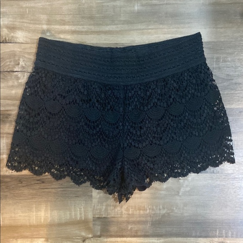 Black Lace Crochet Shorts